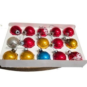 Vintage Holly Glass Christmas Ornaments Shiny Brite American Made Retro Decor